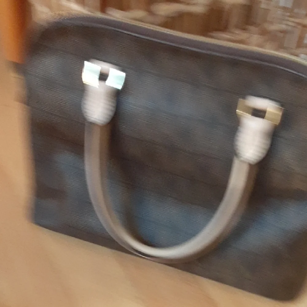 MICHAEL KORS Brown/Black Signature Dome Satchel with Taupe Handles